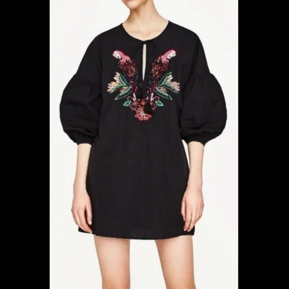 Zara sequin parrot mini dress
